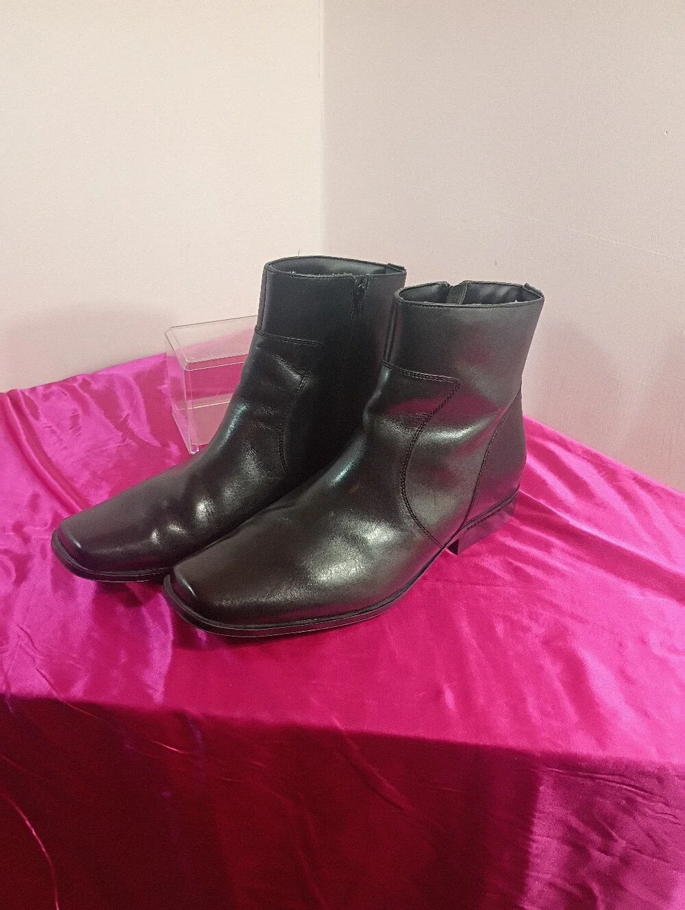 Rockport Men's SZ 14D Toloni Boot Black Leather Side Zip K70048 MSRP $140.